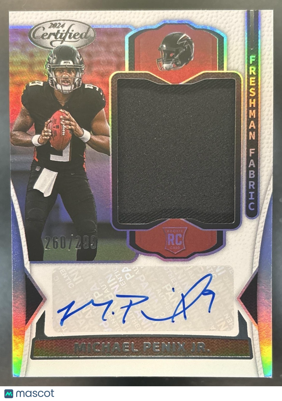 2024 Certified Michael Penix Jr. Freshman Fabric Mirror Signatures /299 RC Auto