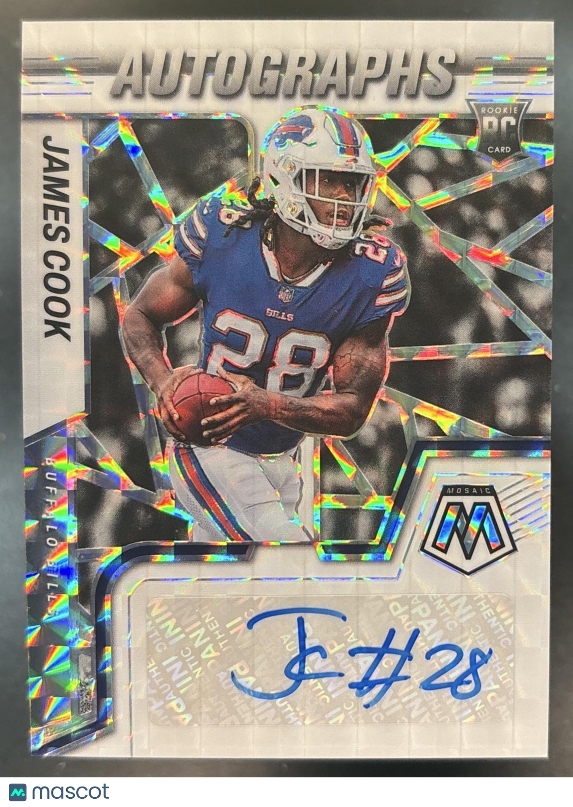 2022 Panini Mosaic James Cook Rookie Auto White /25 Auto RC Buffalo Bills