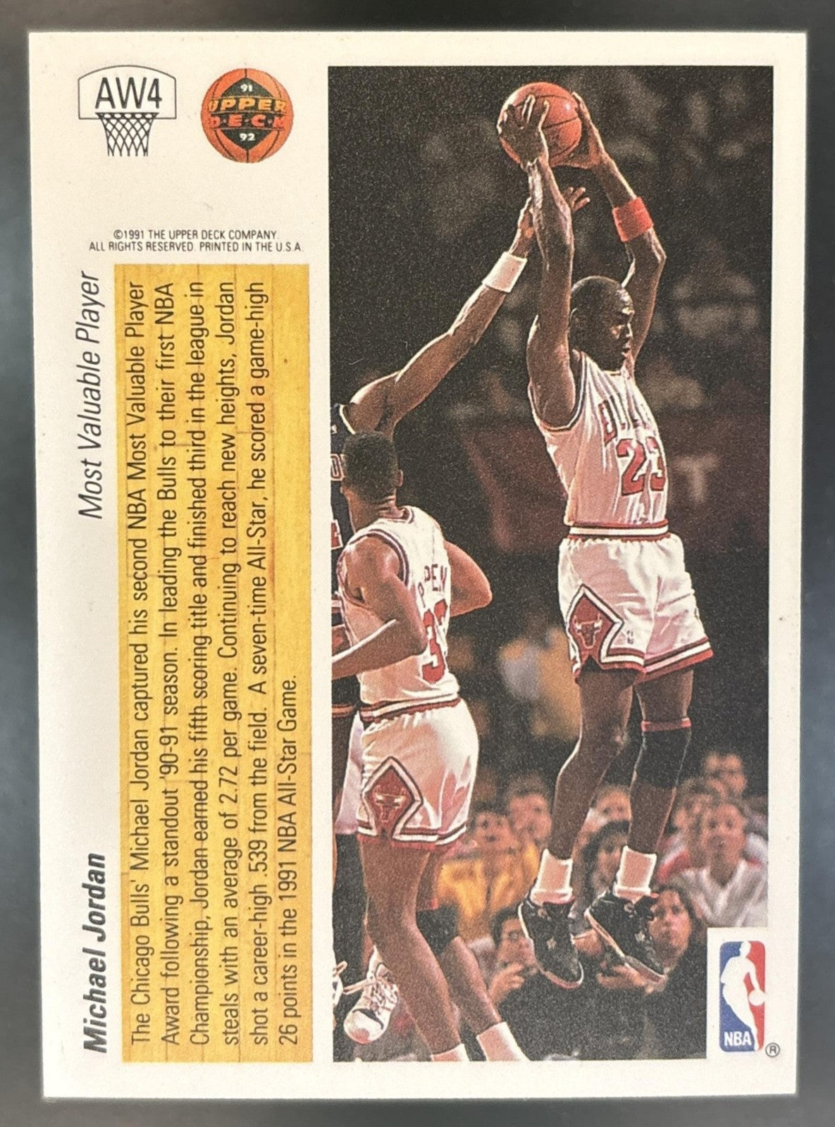 1991-92 Upper Deck Michael Jordan Award Winner Holograms #AW4 Chicago Bulls