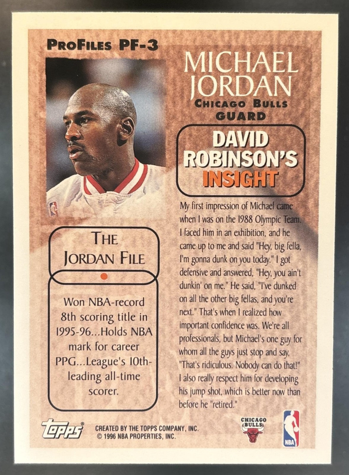 1996-97 Topps Michael Jordan ProFiles #PF-3 Chicago Bulls