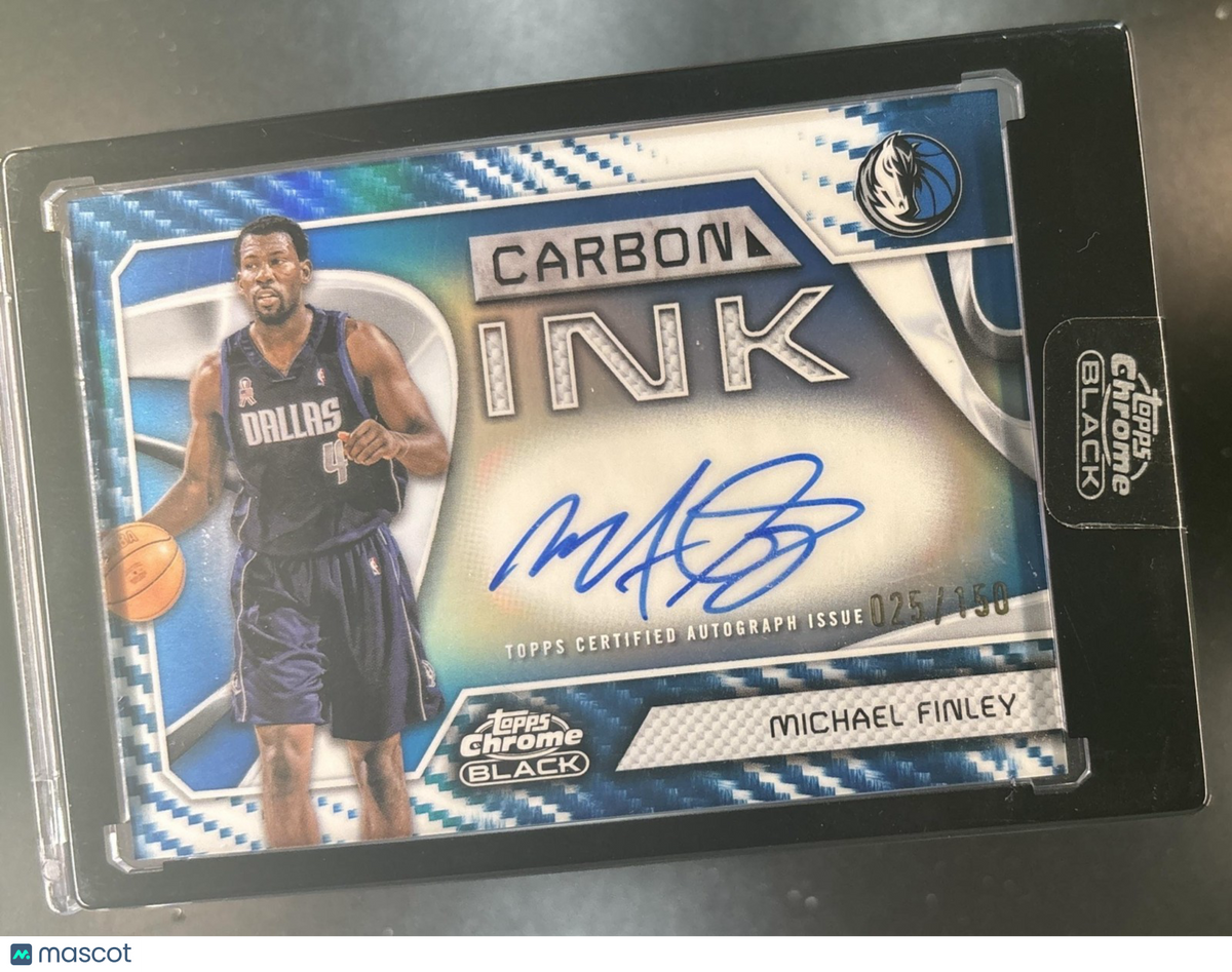 2025-26 Topps Chrome Black Michael Finley Carbon Ink Blue /150 Auto Mavericks