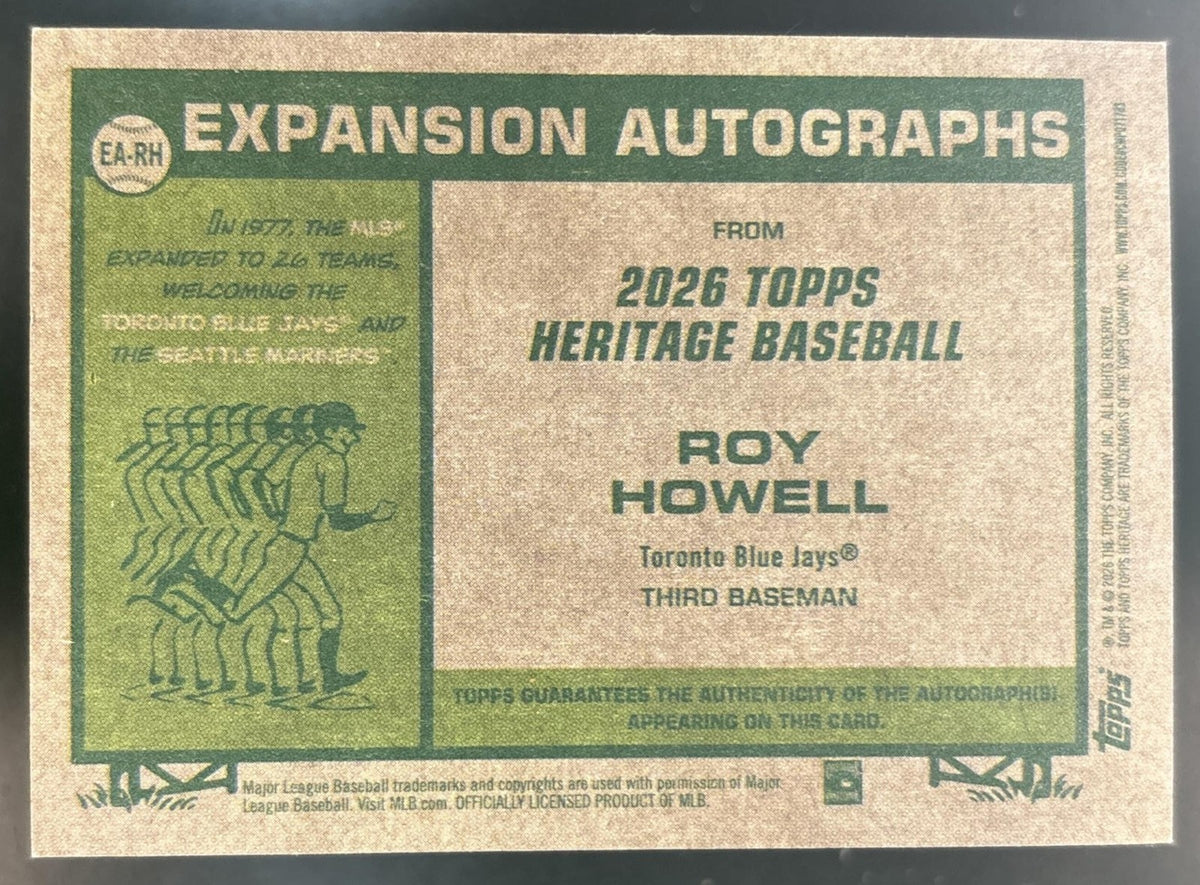 2026 Topps Heritage Roy Howell Expansion Auto Toronto Blue Jays