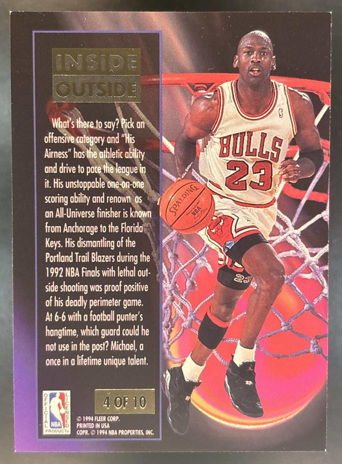 1993-94 Fleer Ultra Michael Jordan Inside Outside #4 Bulls