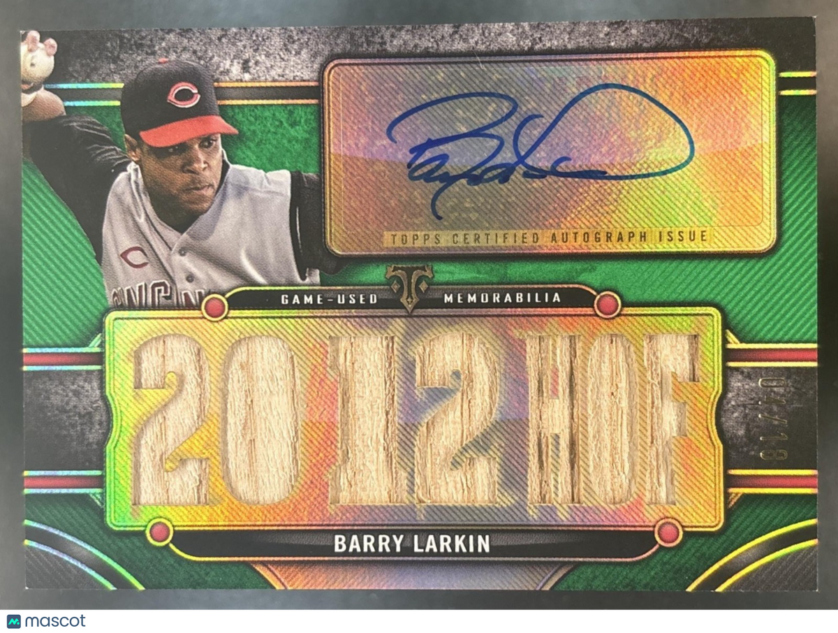 2024 Topps Triple Threads Barry Larkin Auto Relics Emerald /18 Cincinnati Reds