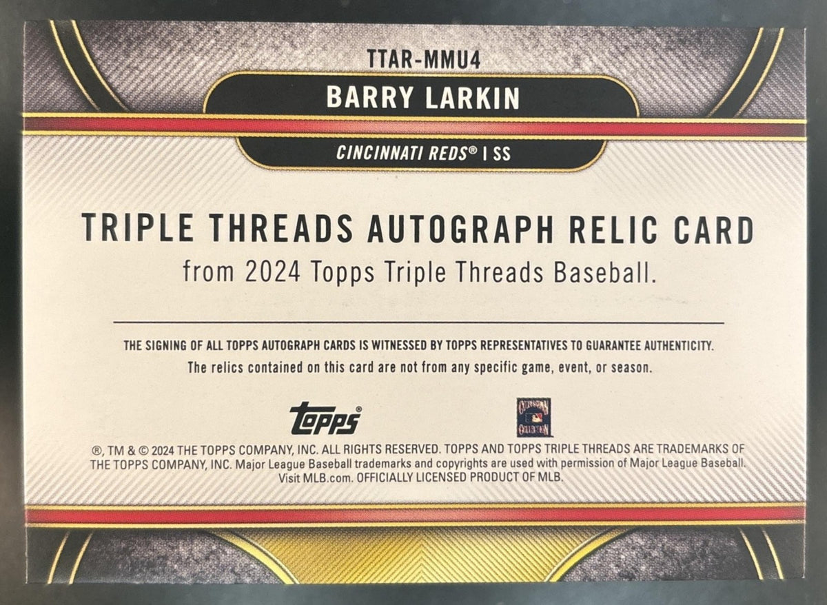 2024 Topps Triple Threads Barry Larkin Auto Relics Emerald /18 Cincinnati Reds
