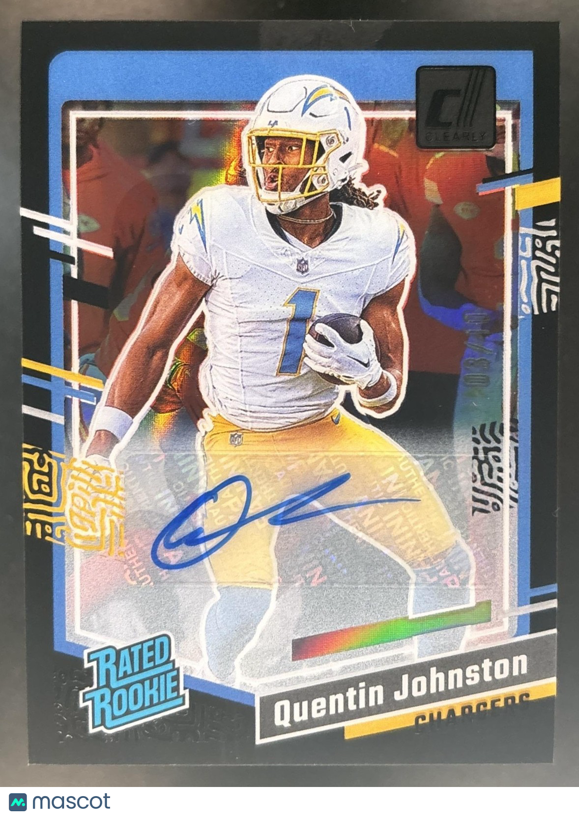 2023 Clearly Donruss Quentin Johnston Auto Black /10 #78 RC Los Angeles Chargers