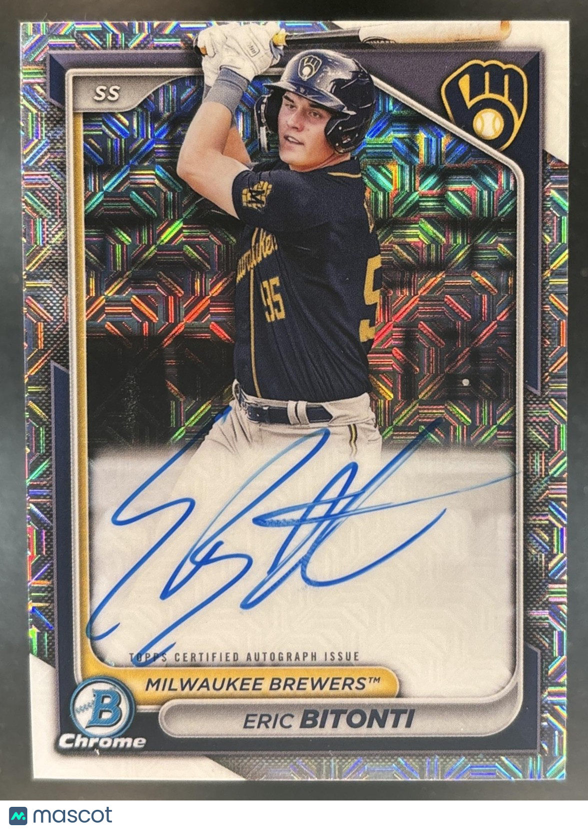 2024 Bowman Mega Box Eric Bitonti Prospect Auto Mojo Refractor Milwaukee Brewers