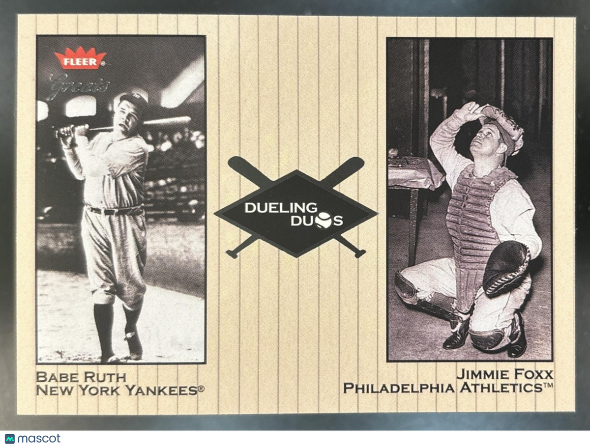 2002 Fleer Greats of the Game Babe Ruth Jimmie Foxx Dueling Duos