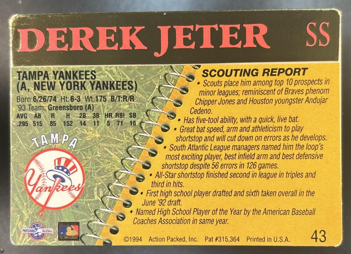 1994 Action Packed Scouting Report Derek Jeter #43