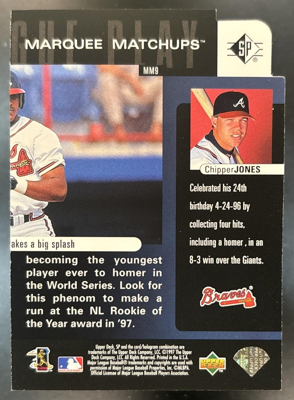 1997 SP Chipper Jones Marquee Matchups #MM9 Atlanta Braves