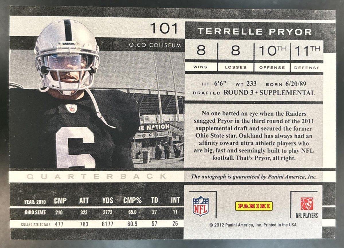 2011 Panini Playoff Contenders Terrelle Pryor #101 RC Auto Oakland Raiders