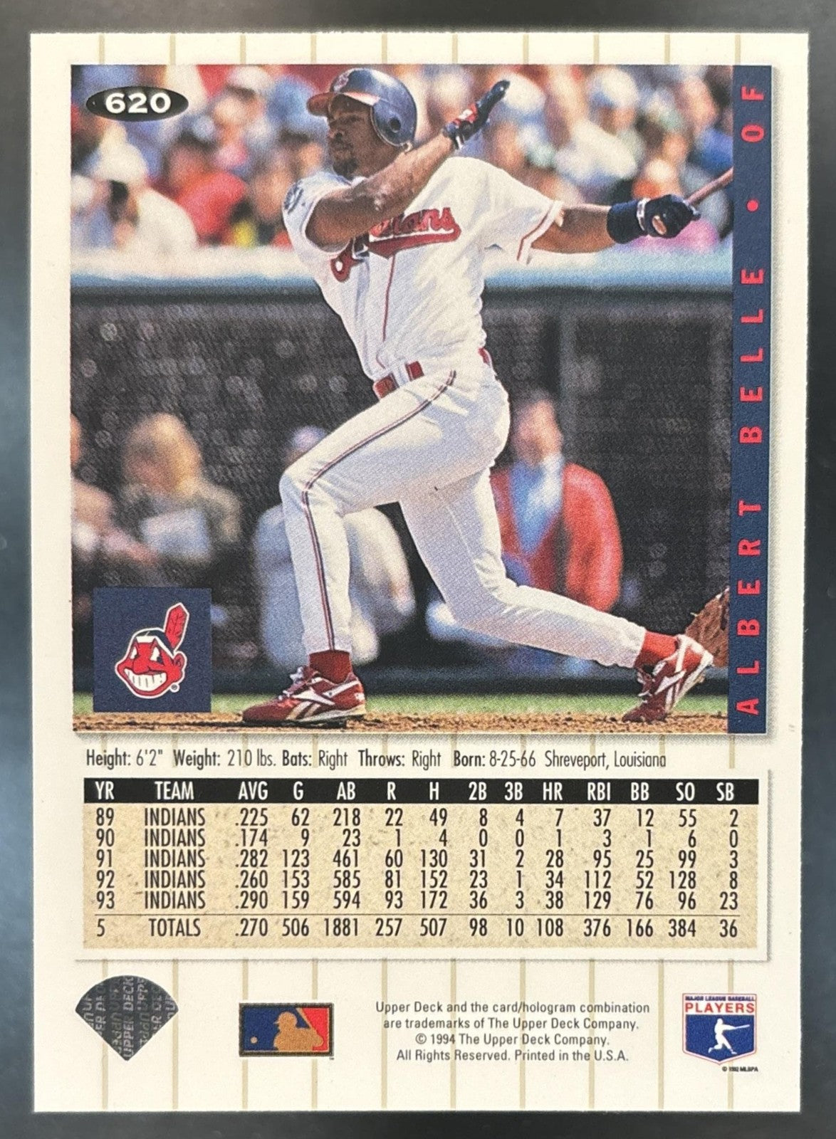 1994 Upper Deck Collector's Choice Albert Belle Gold Signature #620 RC Indians