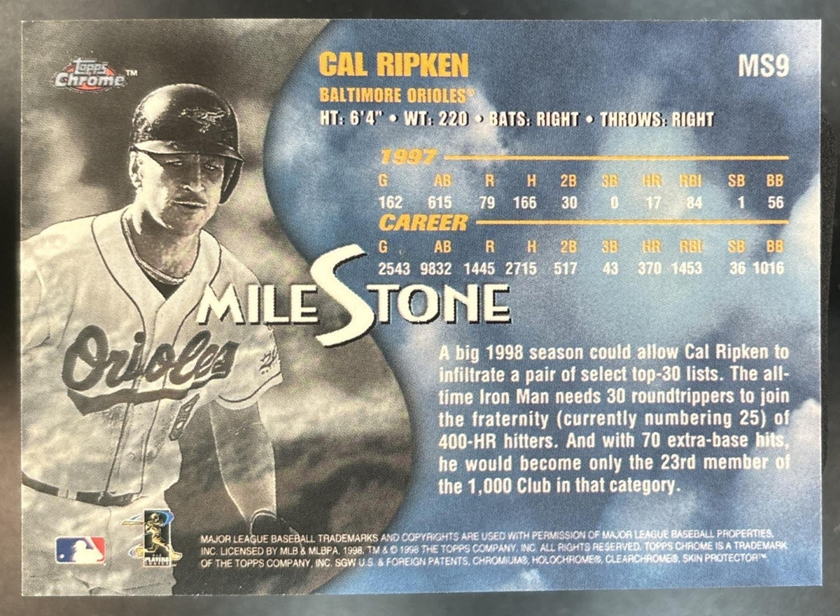 1998 Topps Chrome Cal Ripken Milestone #MS9 Baltimore Orioles