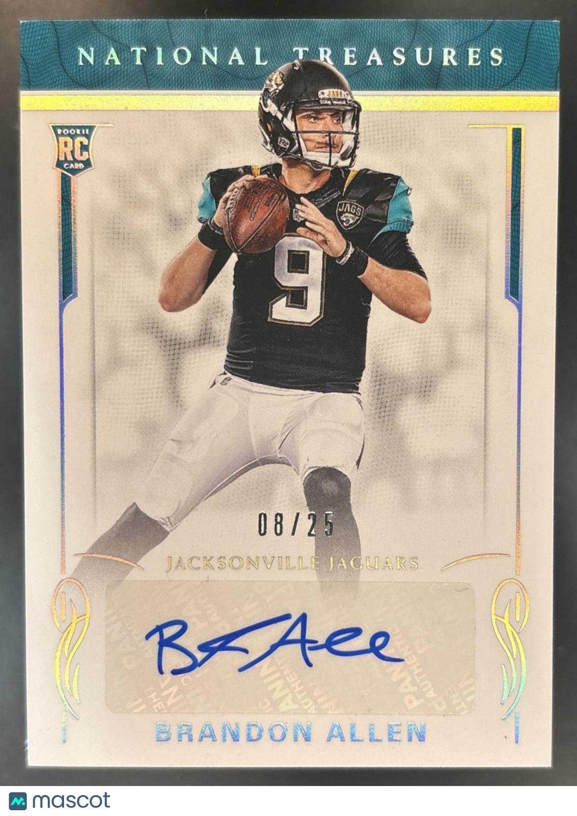 2016 Panini National Treasures Brandon Allen Auto /25 RC Jacksonville Jaguars