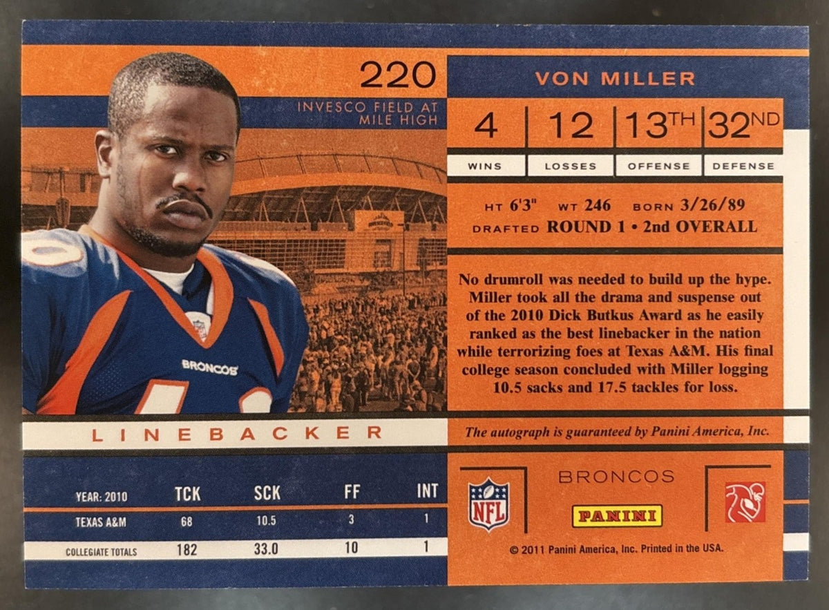2011 Panini Playoff Contenders Von Miller #220 RC Auto Denver Broncos