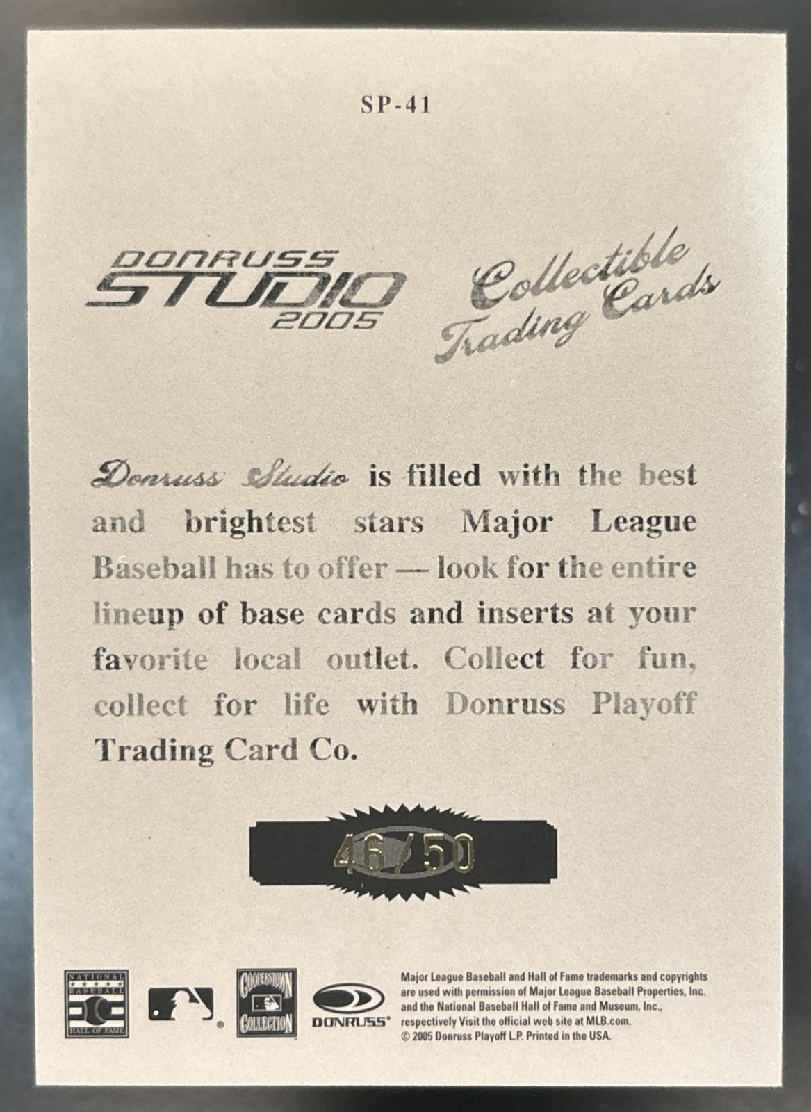 2005 Donruss Studio Tom Seaver Portraits Zenith Blue B/W /50 Chicago White Sox