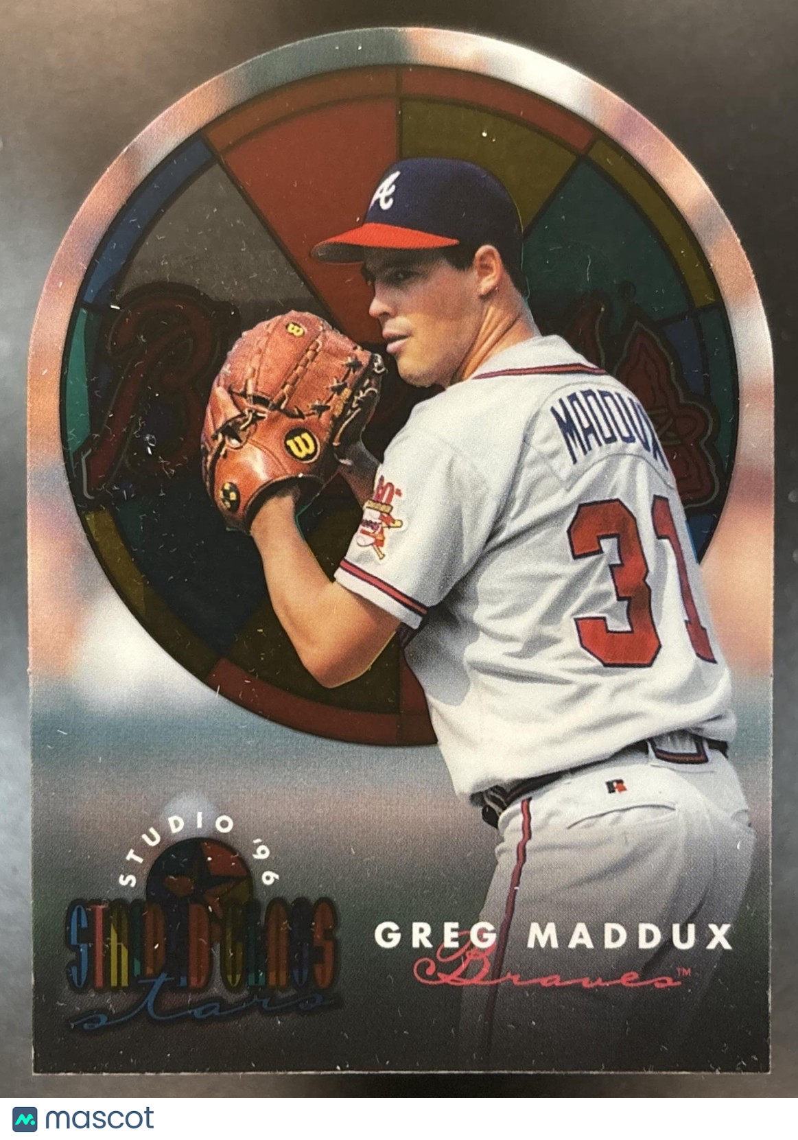 1996 Donruss Studio Greg Maddux Stained Glass Stars #4 Atlanta Braves