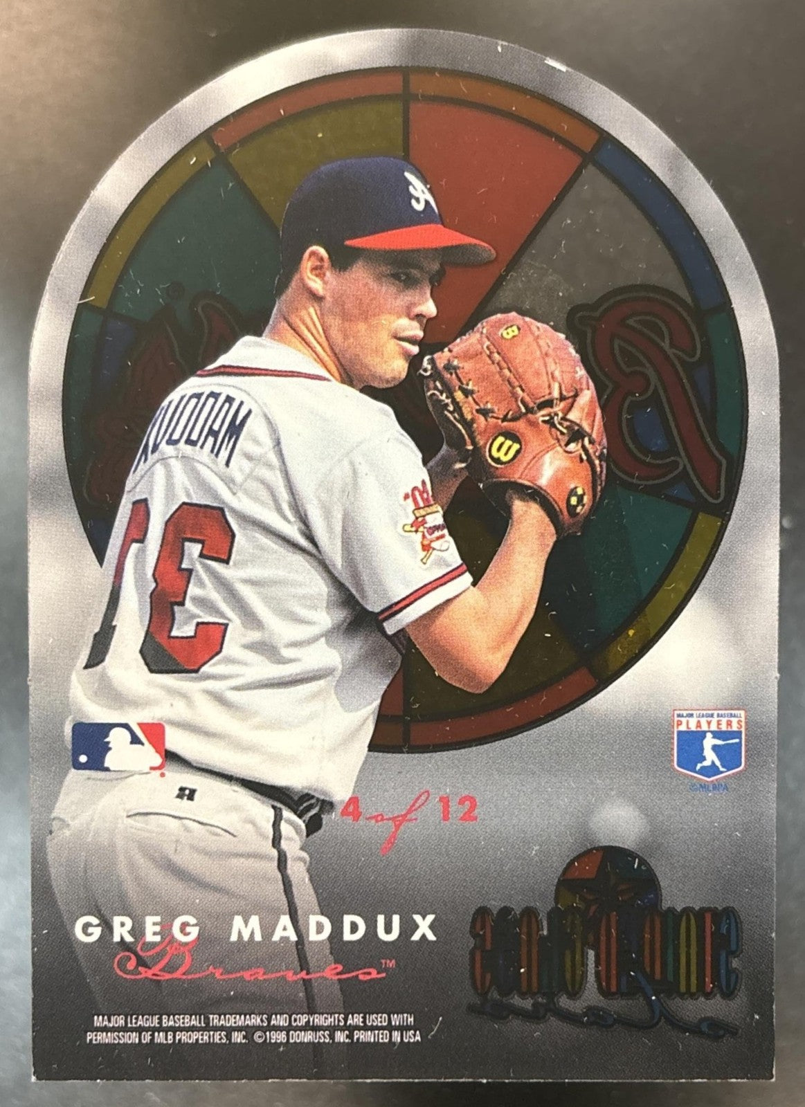 1996 Donruss Studio Greg Maddux Stained Glass Stars #4 Atlanta Braves