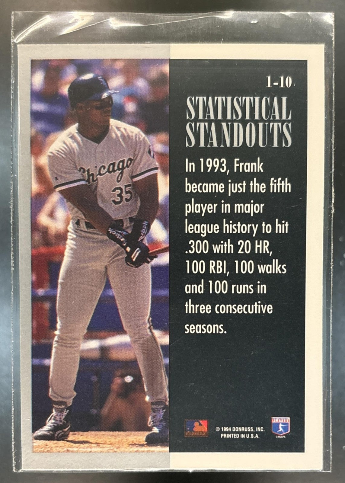 1994 Leaf Frank Thomas Statistical Standouts #1 Chicago White Sox