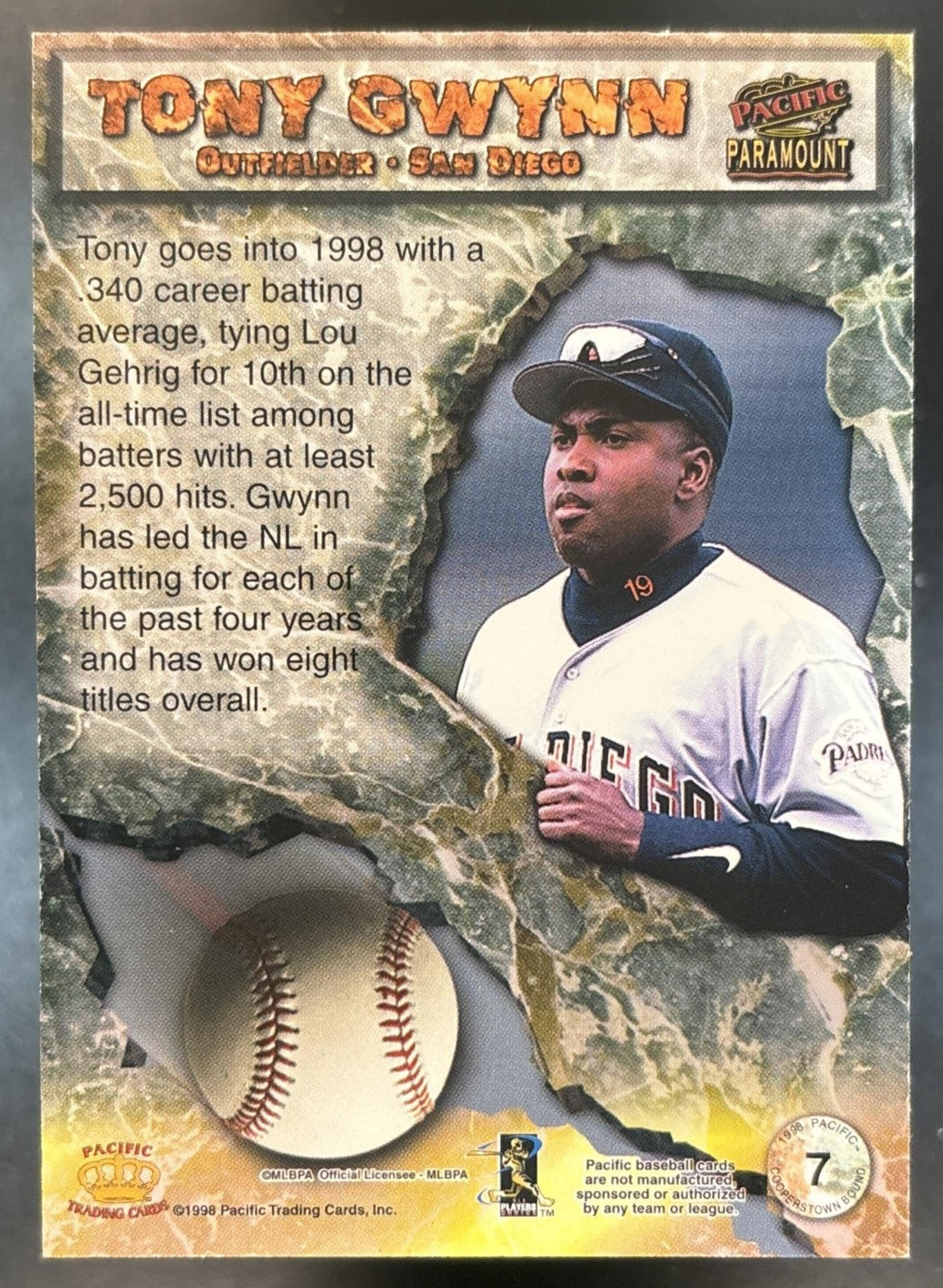 1998 Pacific Paramount Tony Gwynn Cooperstown Bound #7 San Diego Padres