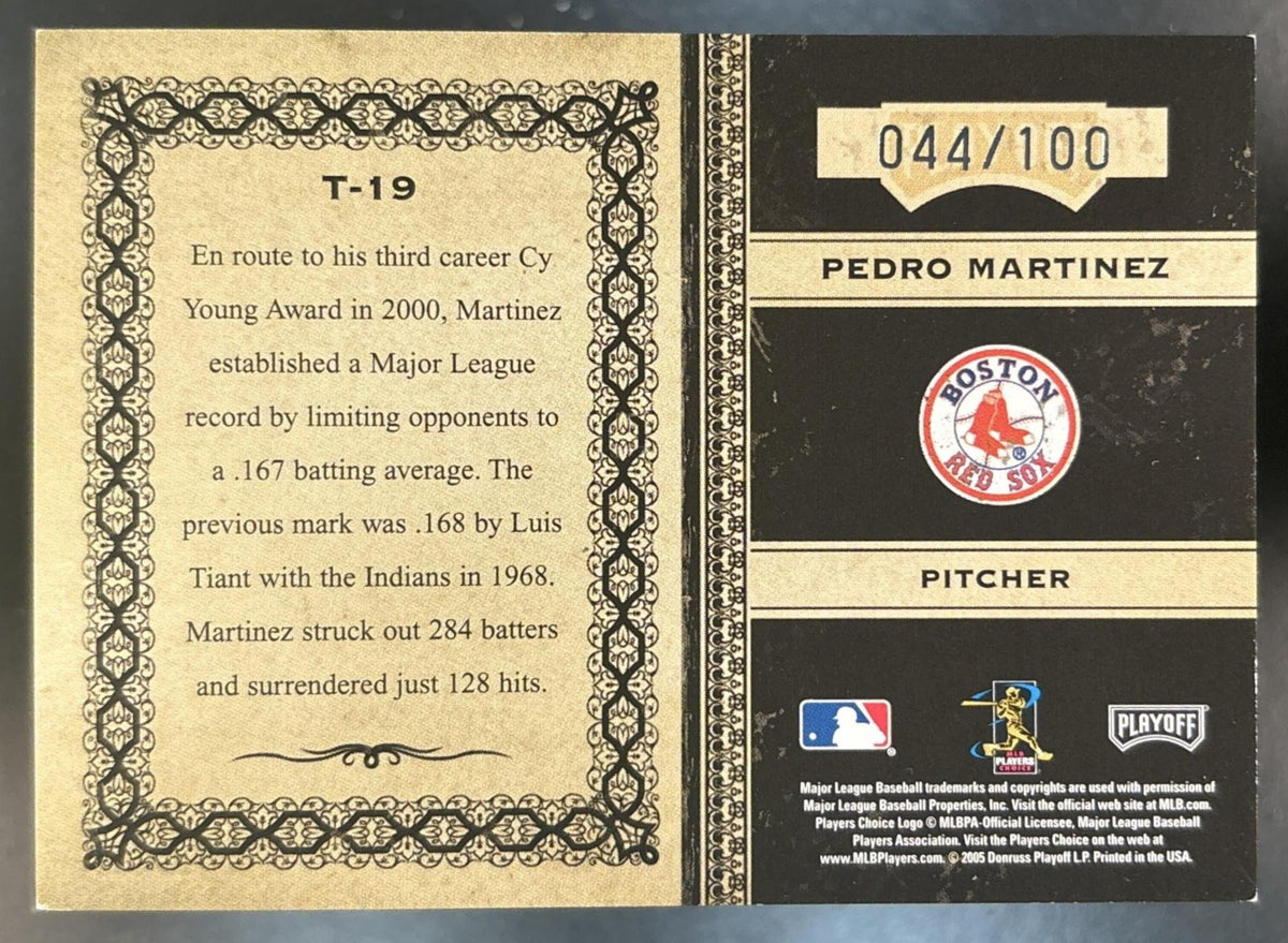 2005 Playoff Prime Cuts Pedro Martinez Timeline /100 #T-19 Boston Red Sox