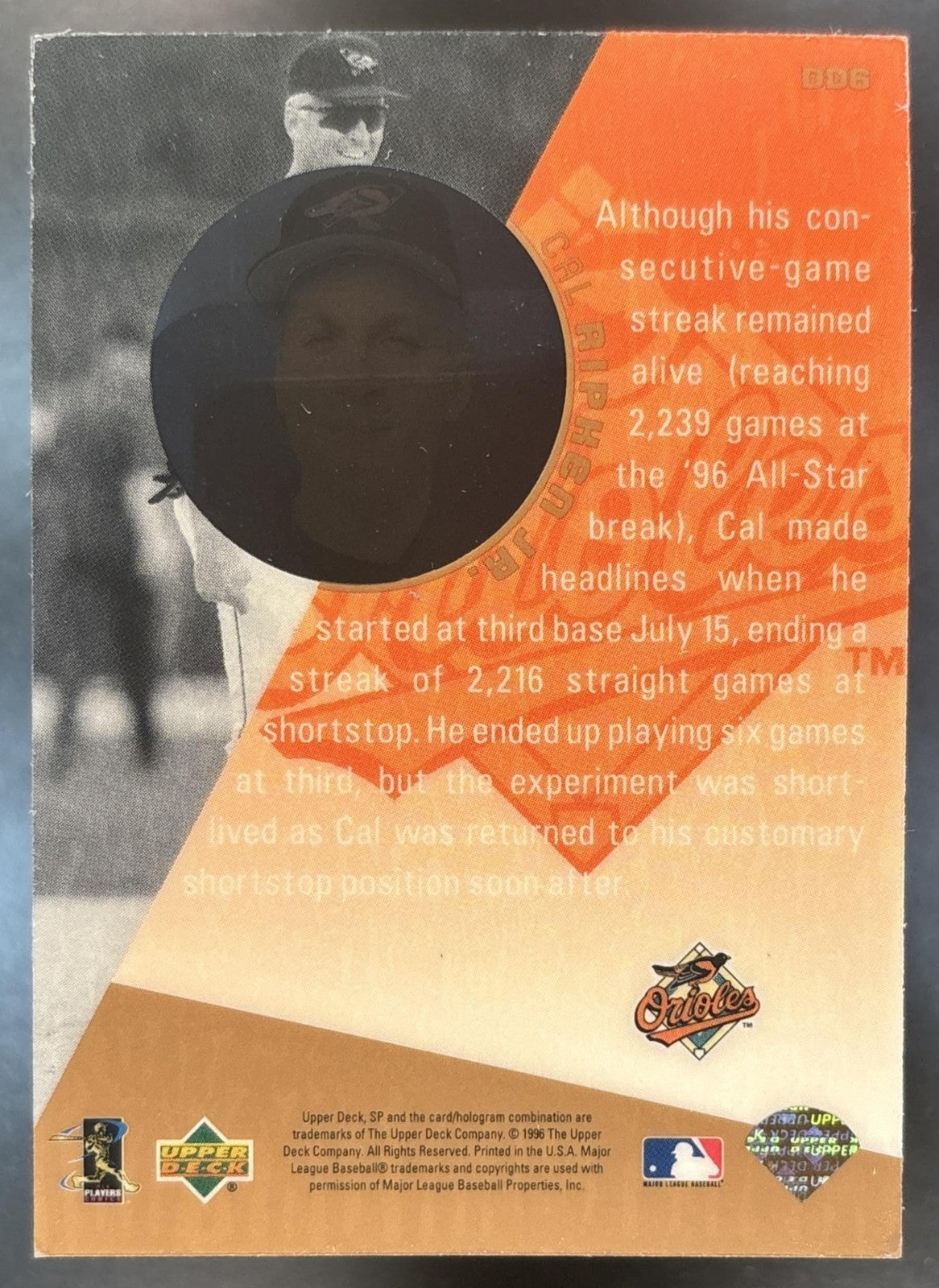 1996 Upper Deck Cal Ripken Jr. Diamond Destiny #DD6 Baltimore Orioles