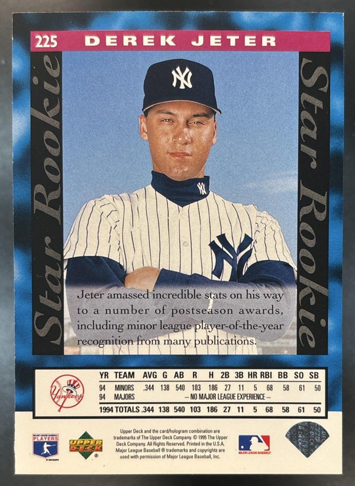 1995 Upper Deck Derek Jeter #225 RC New York Yankees