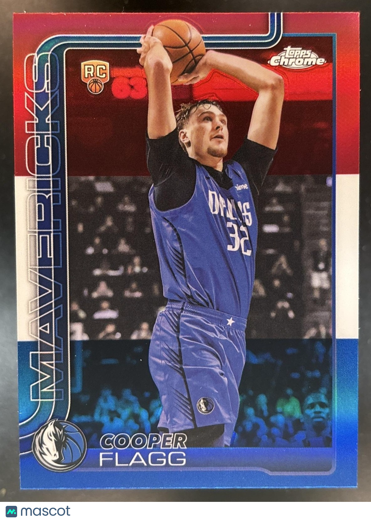 2025-26 Topps Chrome Cooper Flagg Red, White & Blue Refractor #251 RC Mavericks