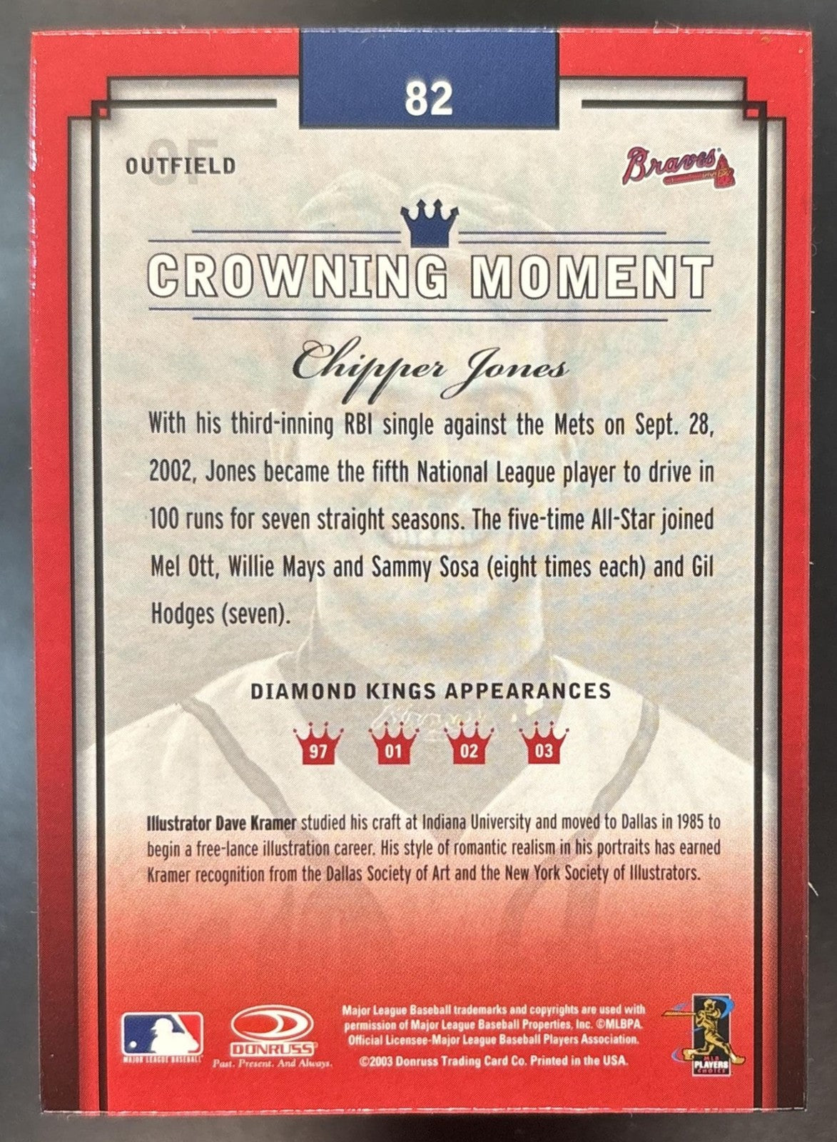 2003 Donruss Diamond Kings Chipper Jones #82 Atlanta Braves