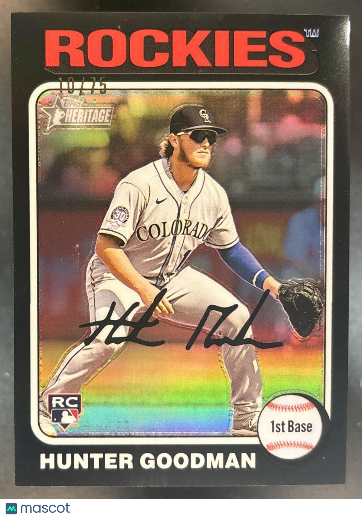 2024 Topps Heritage High Number Hunter Goodman Chrome Black /75 #379 RC Rockies
