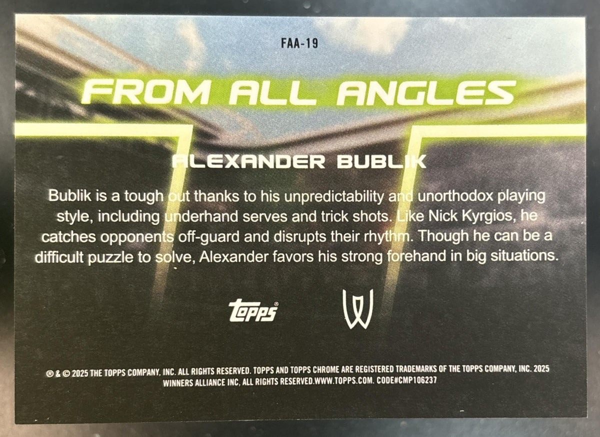 2025 Topps Chrome Alexander Bublik From All Angles Gold Geometric /50 #FAA-19