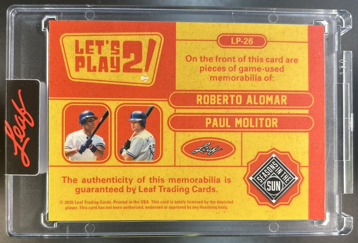 2026 Leaf Seasons in the Sun Roberto Alomar Paul Molitor Let's Play 2 Green /7