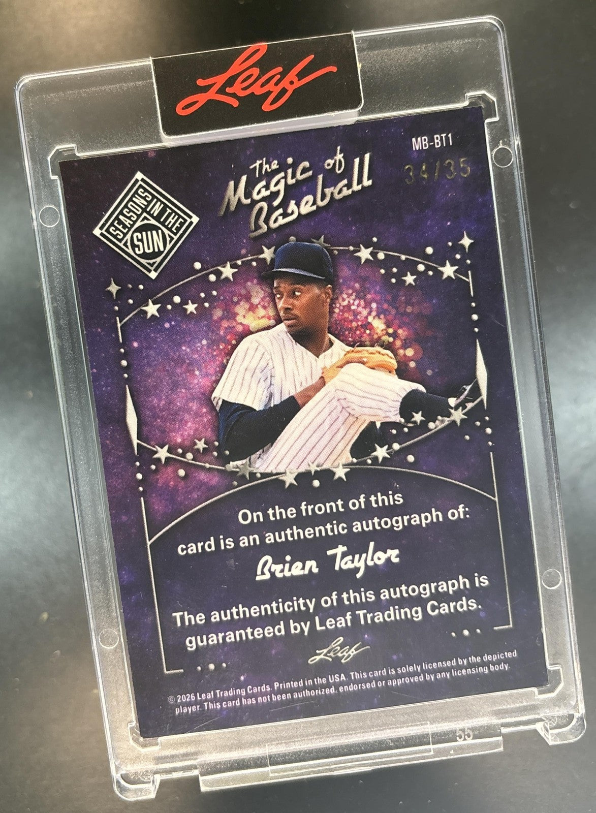 2026 Leaf Seasons in the Sun Brien Taylor The Magic of Baseball Auto Silver /35