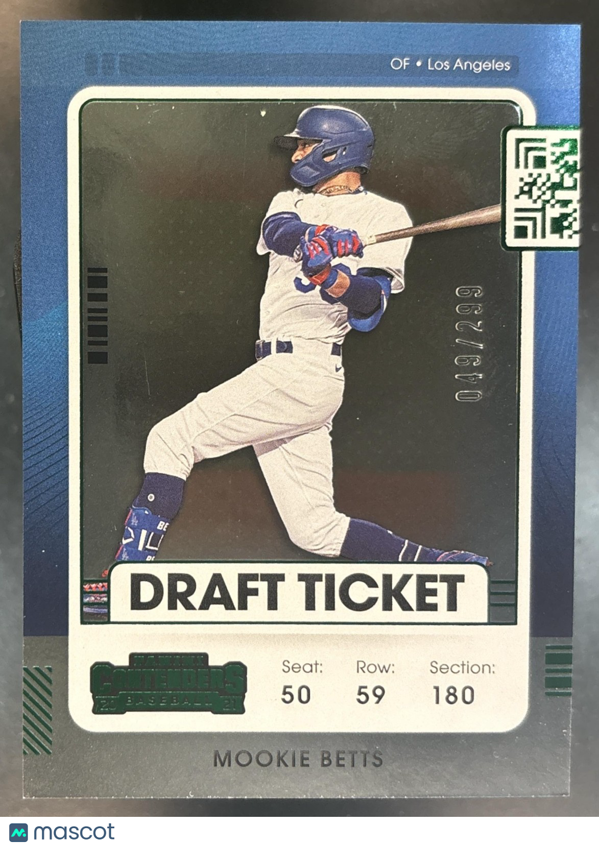 2021 Panini Contenders Mookie Betts Draft Green /299 #19 Los Angeles Dodgers