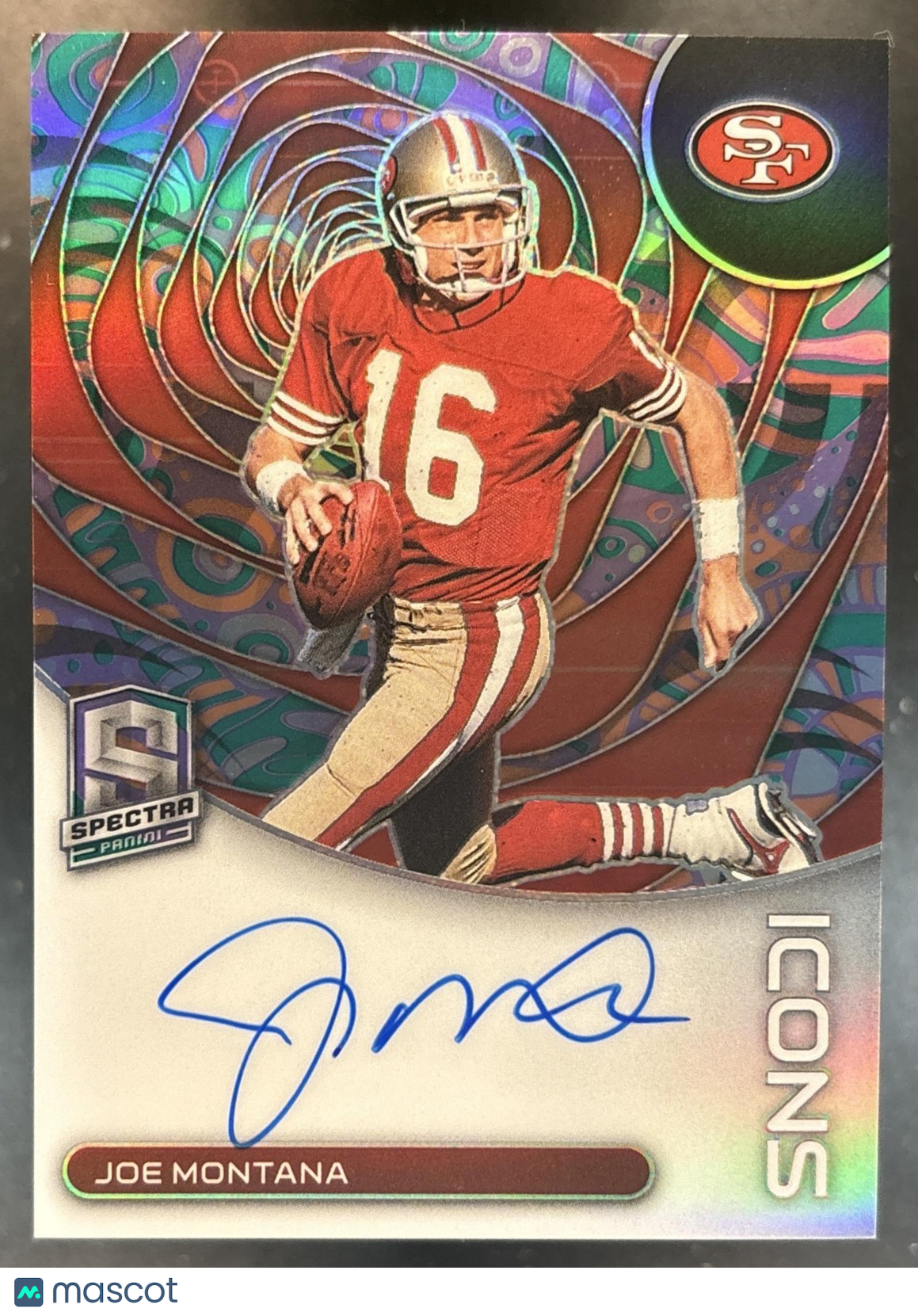 2023 Panini Spectra Joe Montana Icons Psychedelic 5/5 Auto San Francisco 49ers