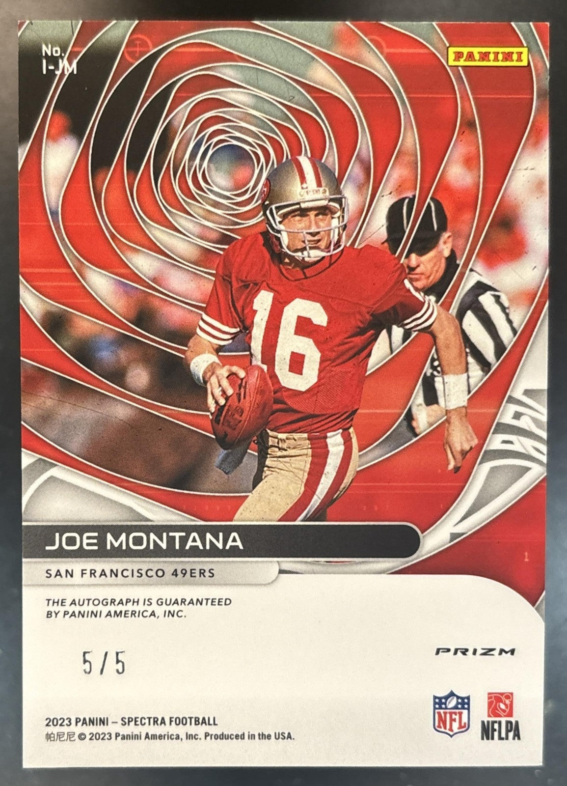 2023 Panini Spectra Joe Montana Icons Psychedelic 5/5 Auto San Francisco 49ers