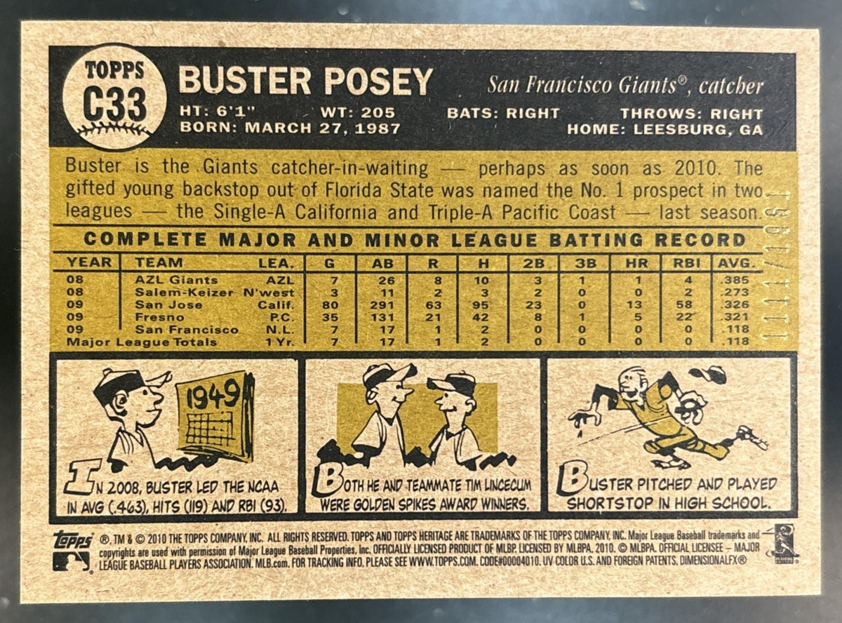 2010 Topps Heritage Buster Posey Chrome 1111/1961 #C33 RC San Francisco Giants