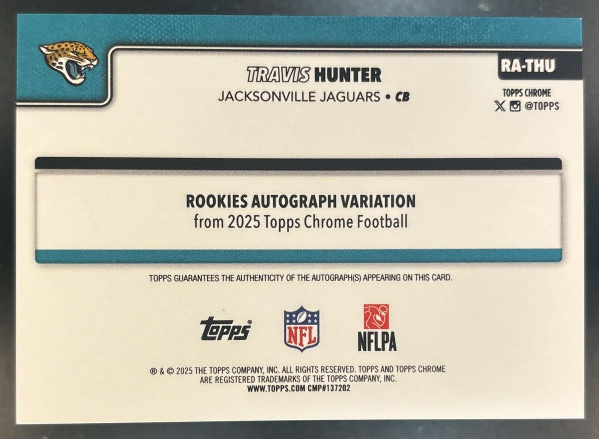 2025 Topps Chrome Travis Hunter Auto Green Geometric /99 RC Jacksonville Jaguars