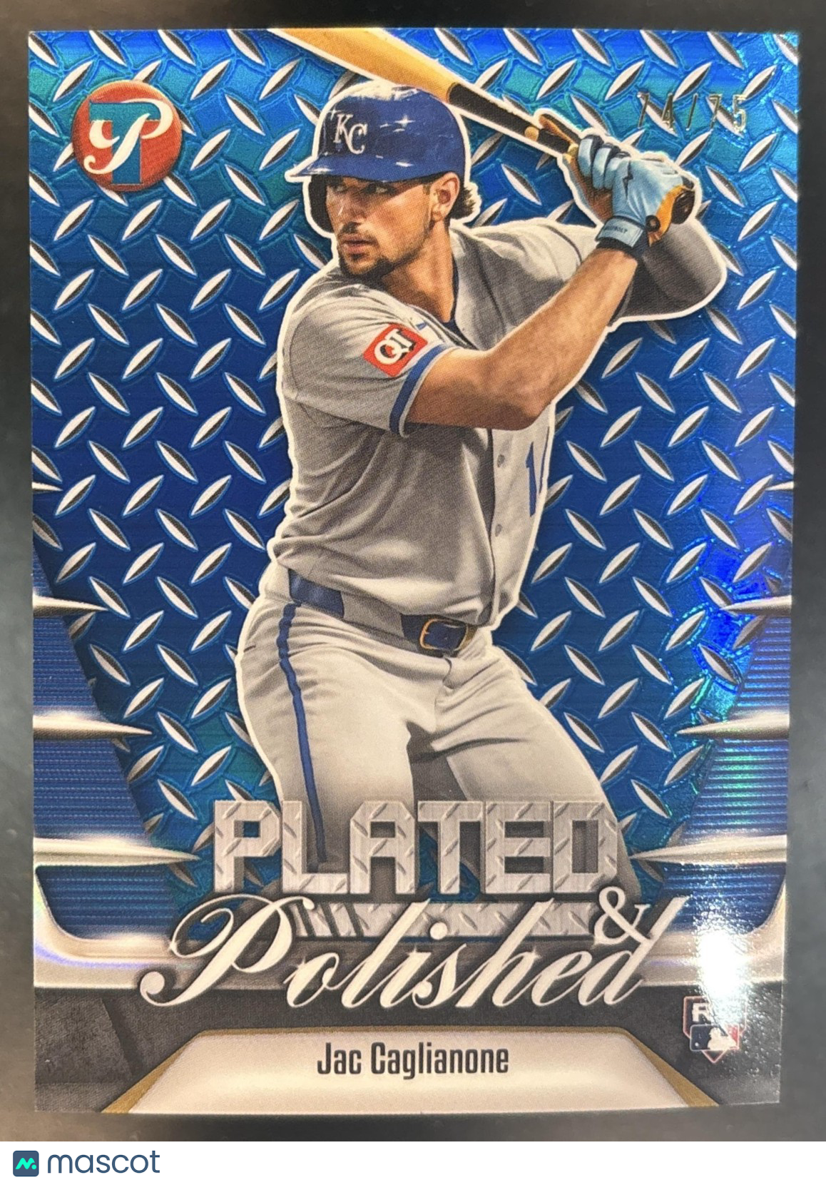2026 Topps Pristine Jac Caglianone Plated and Polished Blue /75 RC Royals