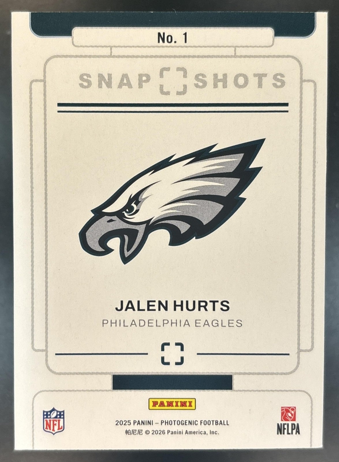 2025 Panini PhotoGenic Jalen Hurts Championship Snapshots Gold /10 #1 Eagles