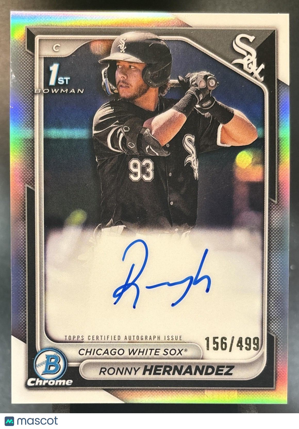 2024 Bowman Ronny Hernandez Chrome Auto Refractor /499 1st Prospect White Sox