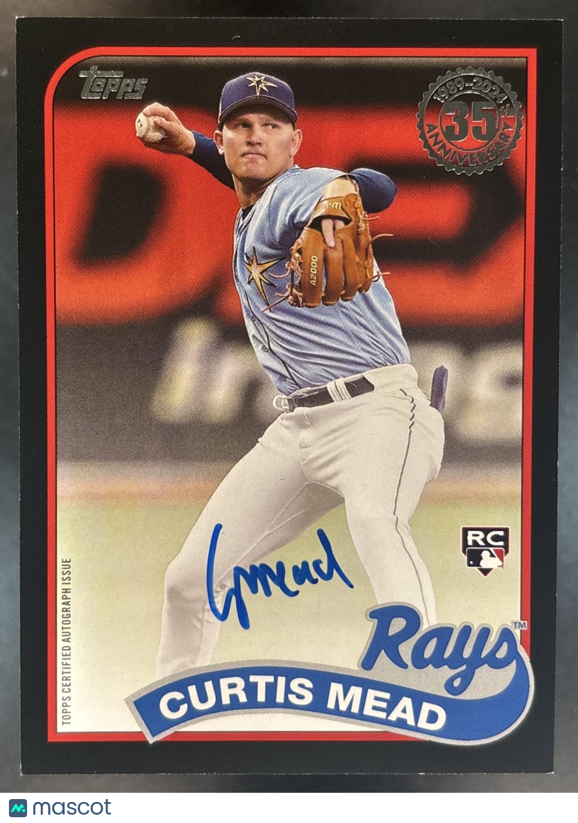 2024 Topps Curtis Mead 1989 Baseball 35th Anniversary Auto Black /199 RC Rays