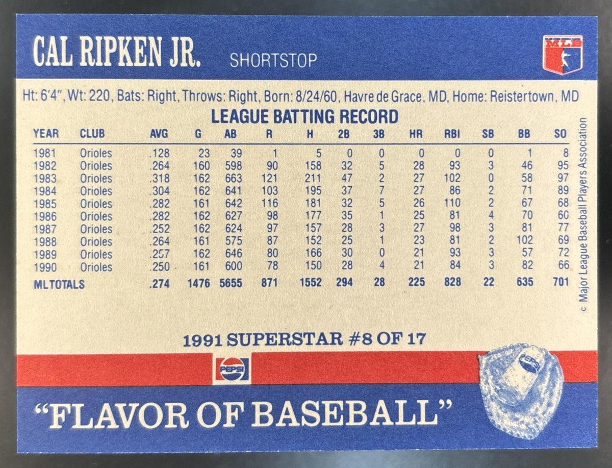1991 Pepsi Flavor of Baseball Superstars #8 Cal Ripken Jr