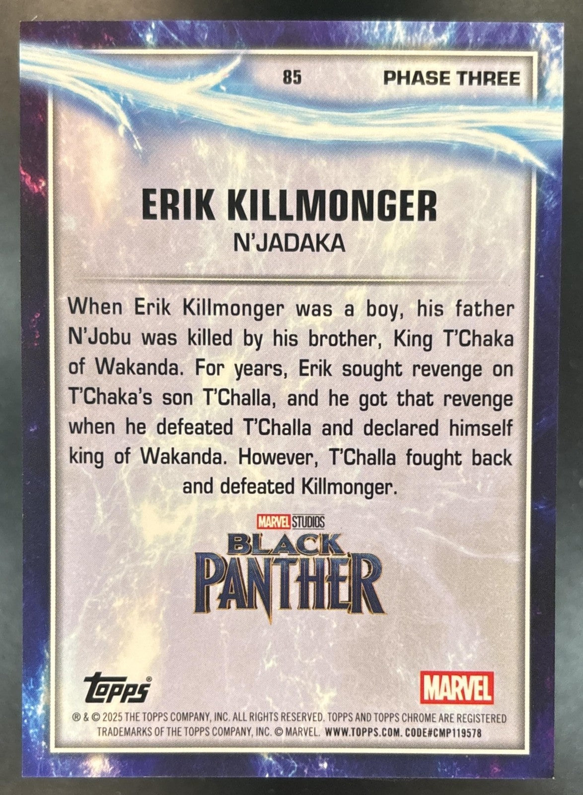 2025 Topps Chrome Marvel Erik Killmonger Geometric Orange /25 #85 Black Panther