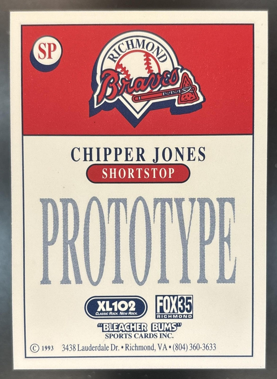 1993 Bleacher Bums Richmond Braves #SP Chipper Jones - Atlanta