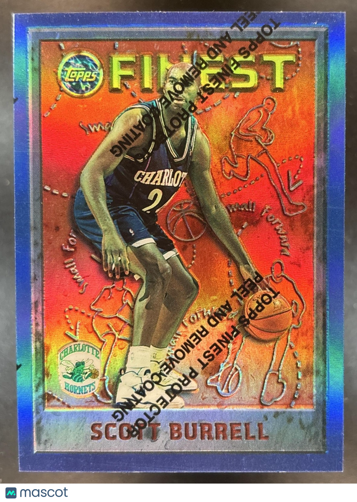 1995-96 Topps Finest Scott Burrell Refractor #218 Charlotte Hornets