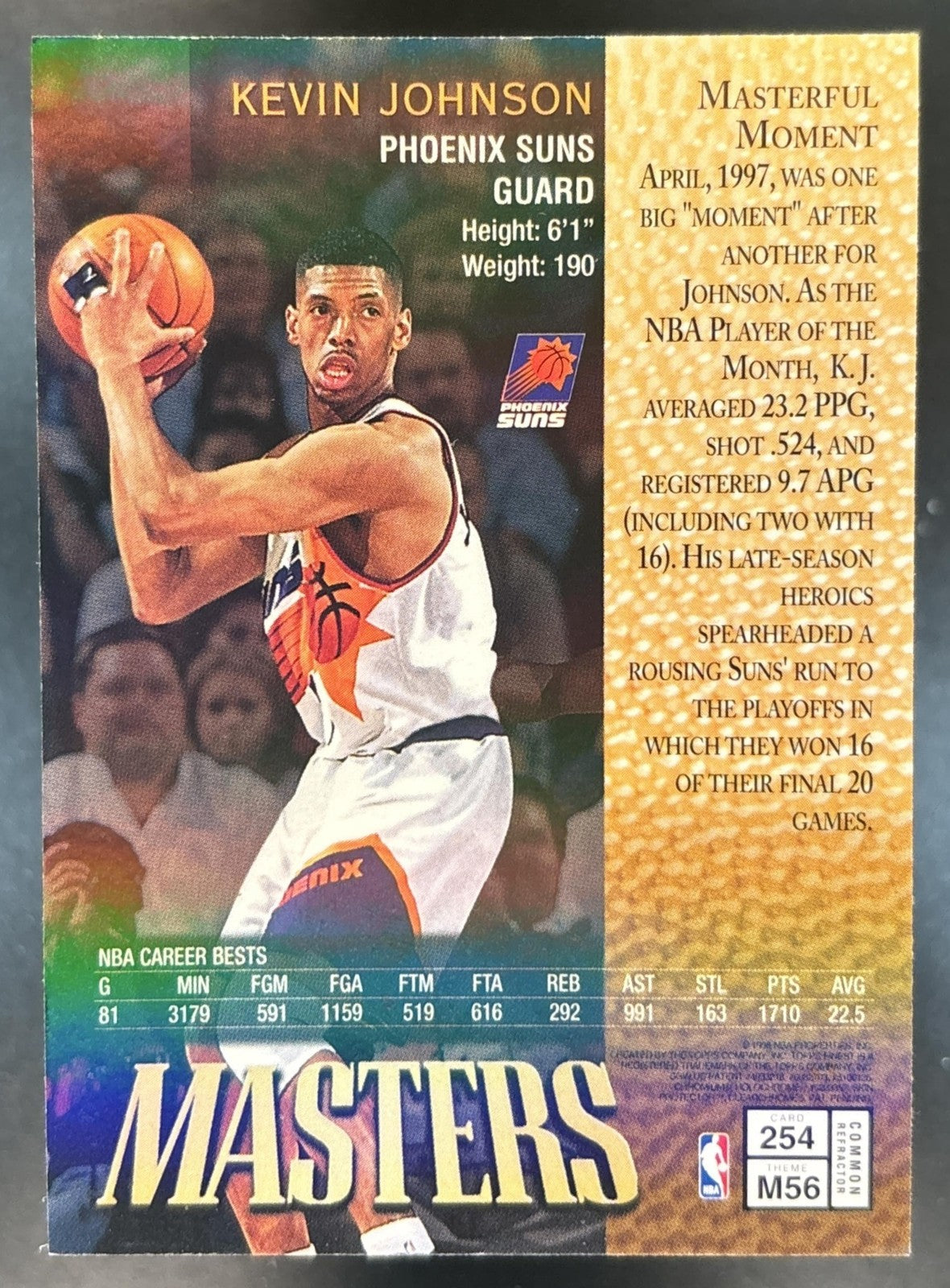 1997-98 Topps Finest Kevin Johnson Refractor #254 Bronze Phoenix Suns