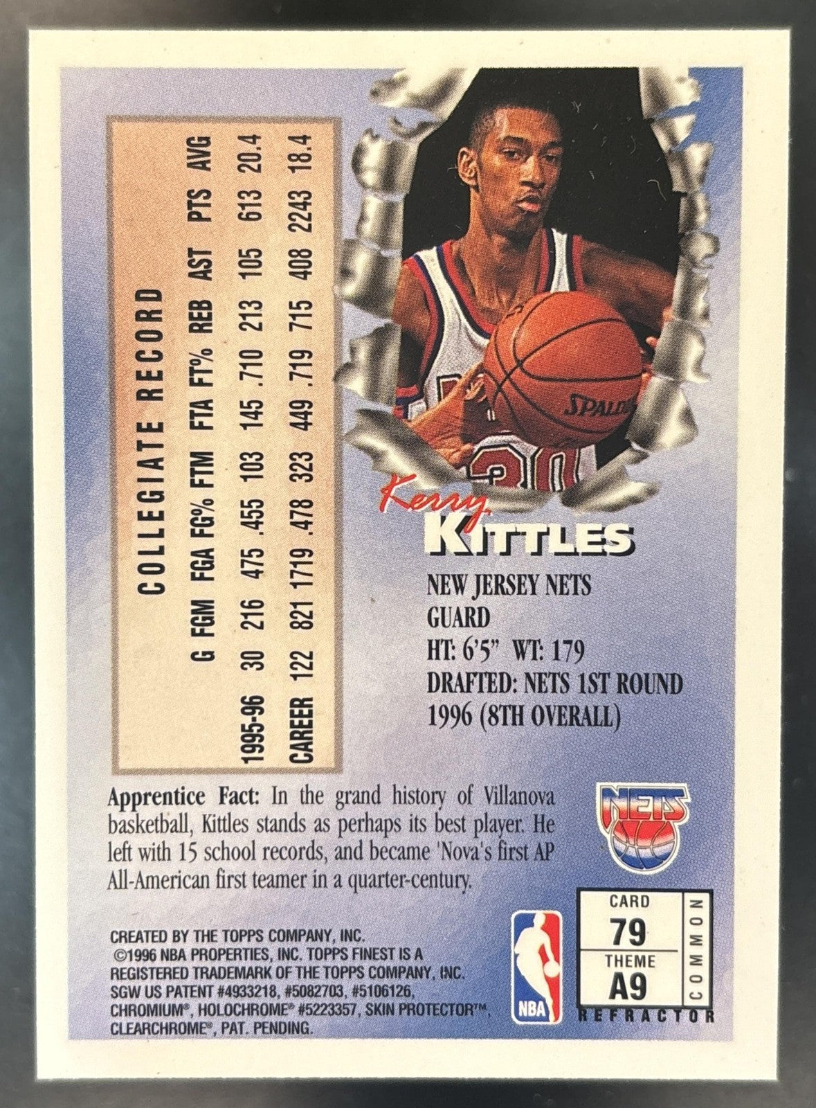 1996-97 Topps Finest Kerry Kittles Bronze Refractor #79 New Jersey Nets