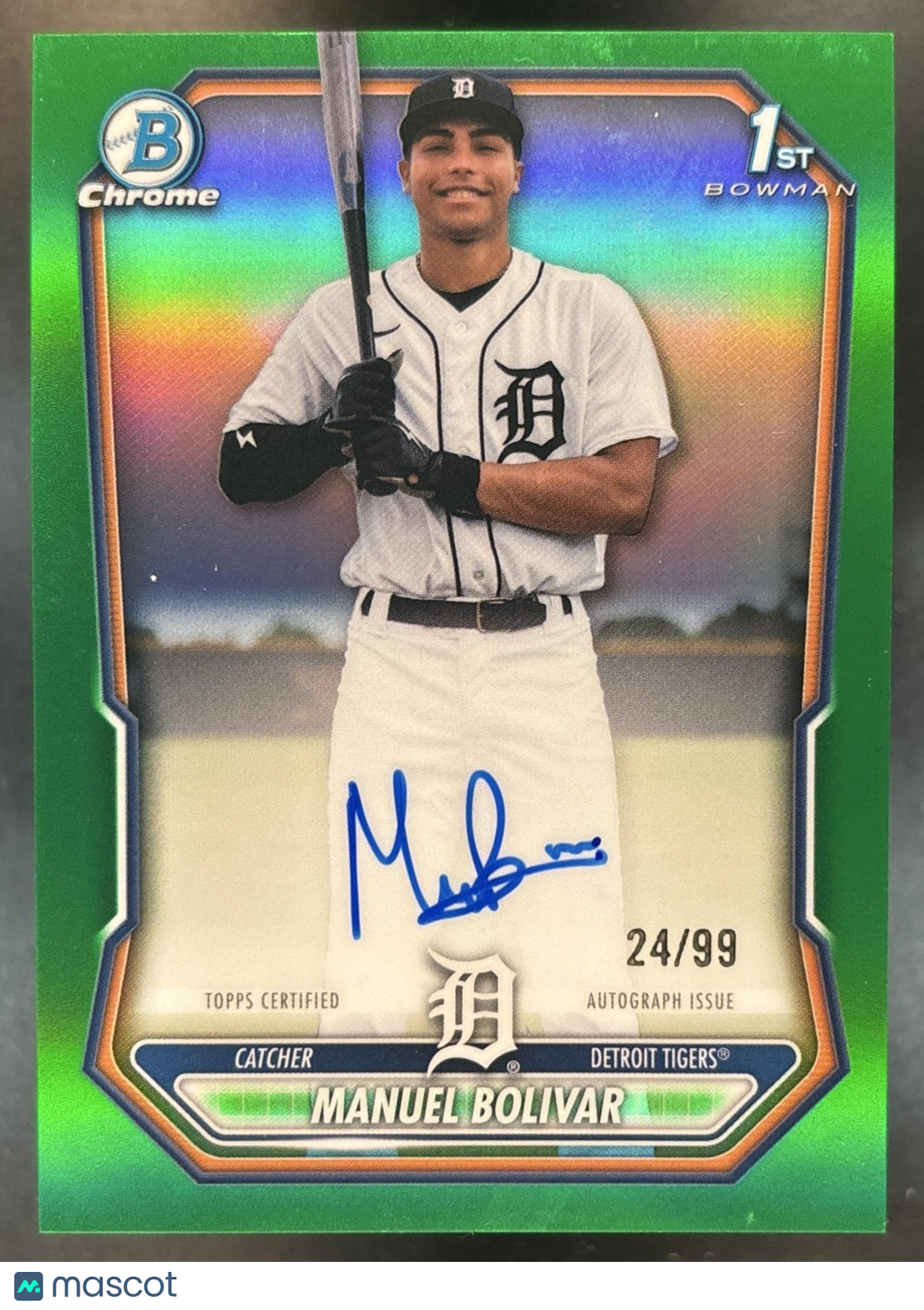 2026 Bowman Chrome Manuel Bolivar Auto Green /99 1st Prospect Detroit Tigers