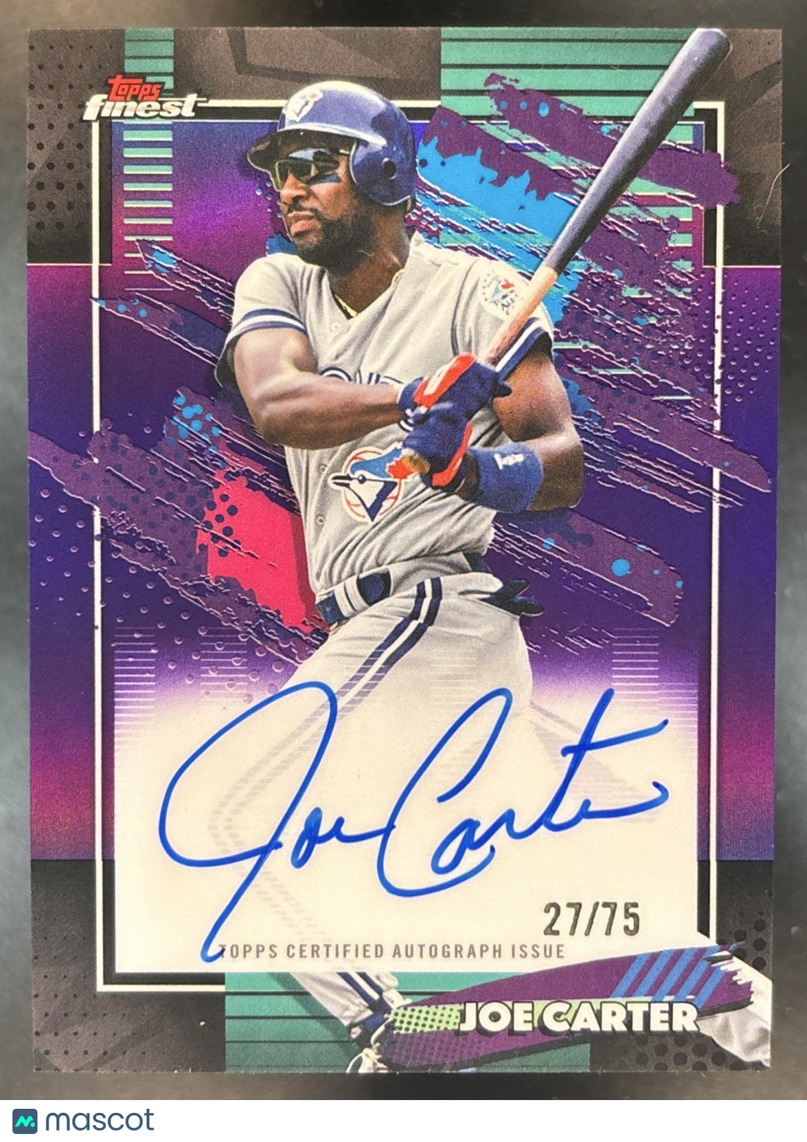 2026 Topps Finest Joe Carter Auto Purple Refractor /75 #FA-JCA Toronto Blue Jays